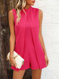 Mock Neck Sleeveless Romper - Trendsi - Flyclothing LLC
