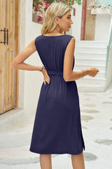 Tied Round Neck Sleeveless Dress - Trendsi - Flyclothing LLC