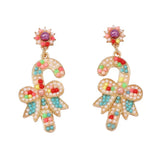 Christmas Candy Cane Bow Drop Earrings - Trendsi - Flyclothing LLC
