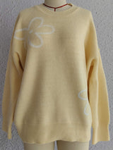 Flower Round Neck Long Sleeve Sweater - Trendsi - Flyclothing LLC