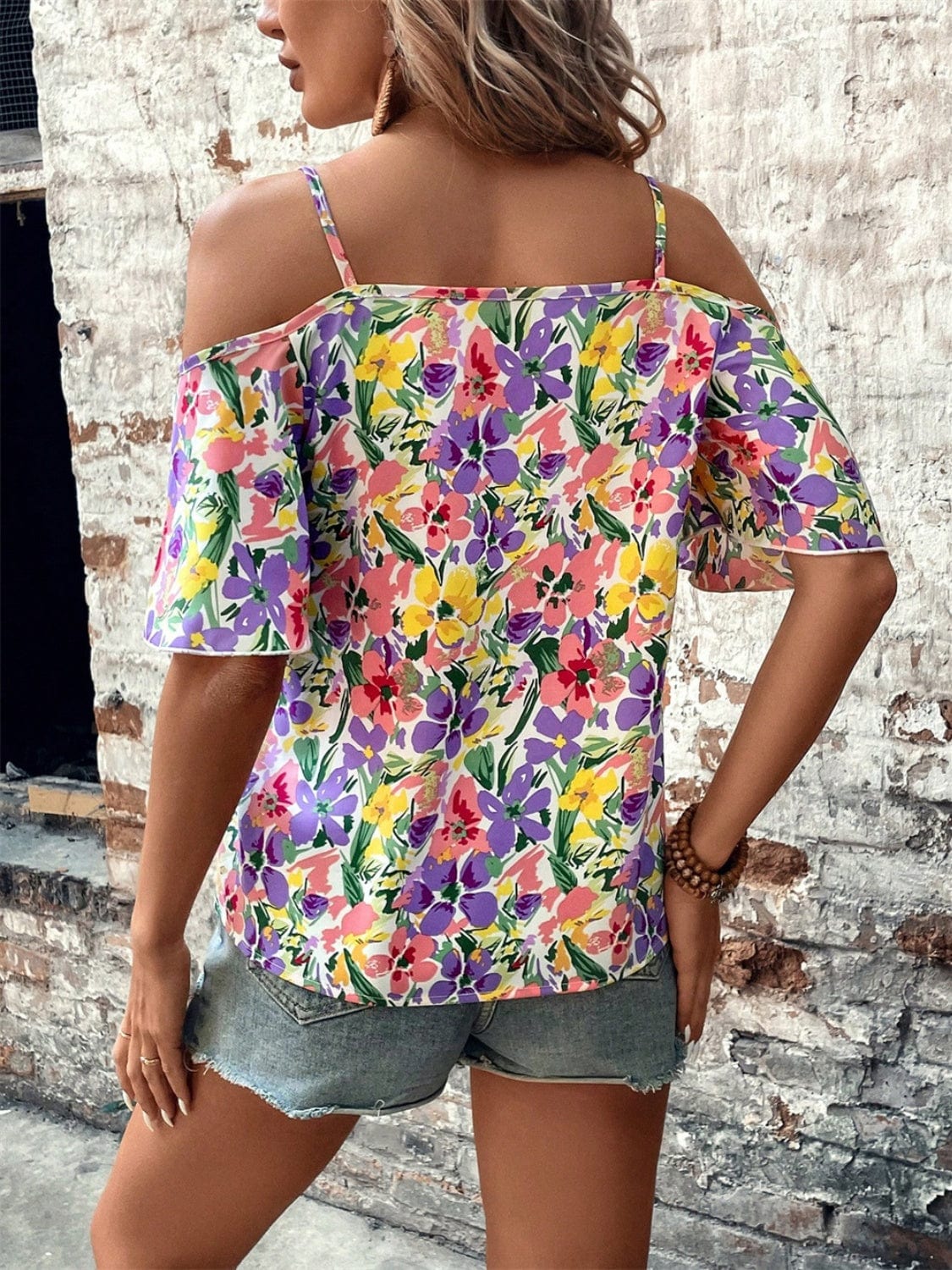 Floral Half Sleeve Blouse - Trendsi