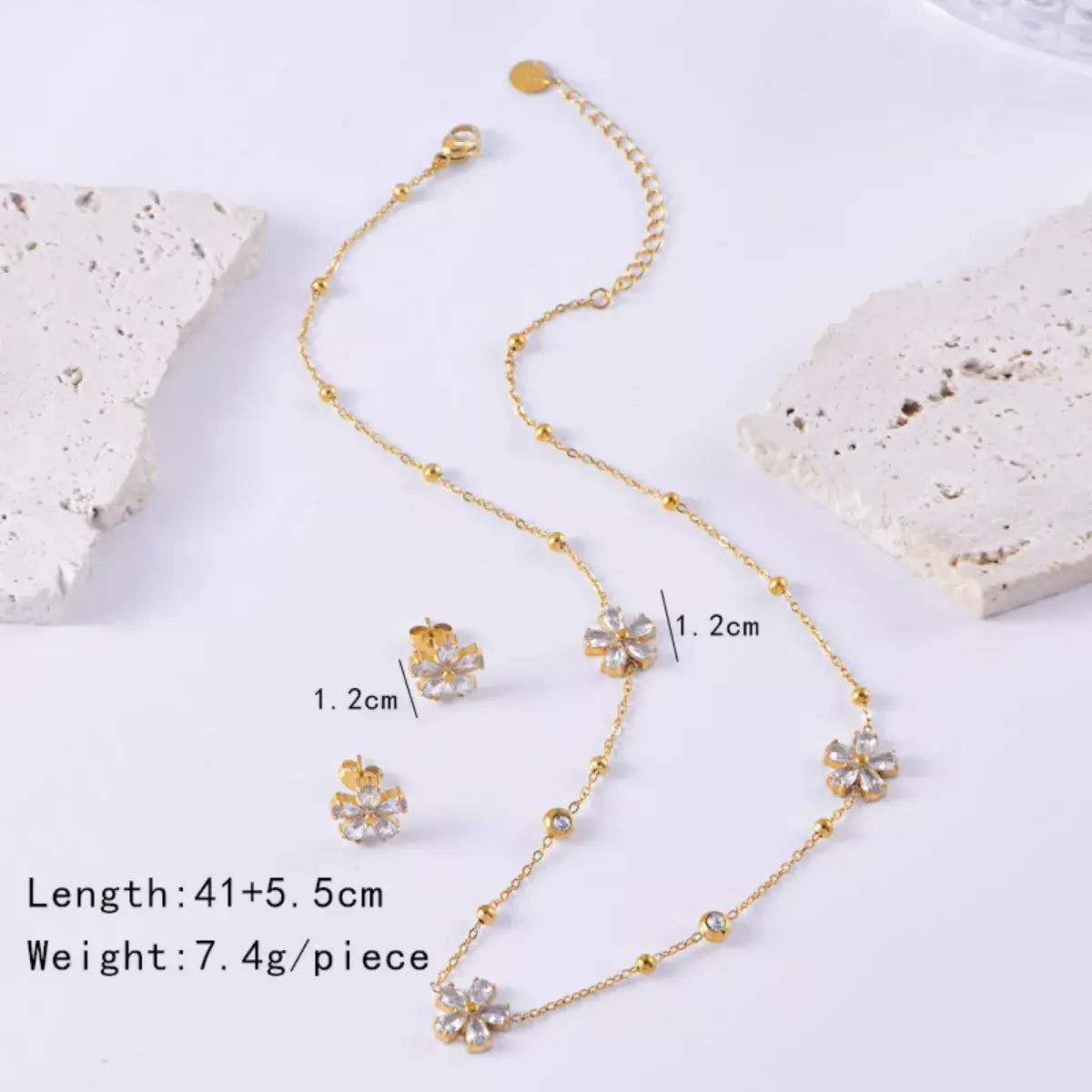 18K Gold-Plated Flower Jewelry Set - Trendsi - Flyclothing LLC