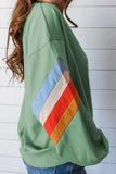 Contrast Round Neck Long Sleeve Sweatshirt - Trendsi - Flyclothing LLC
