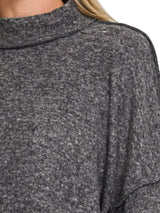Zenana Brushed Melange Hacci Cropped Sweater - Trendsi - Flyclothing LLC