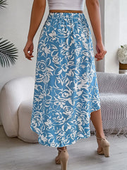 High-Low Printed High Waist Skirt - Trendsi