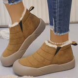 Warm Plush Lined Ankle Boots - Trendsi - Flyclothing LLC