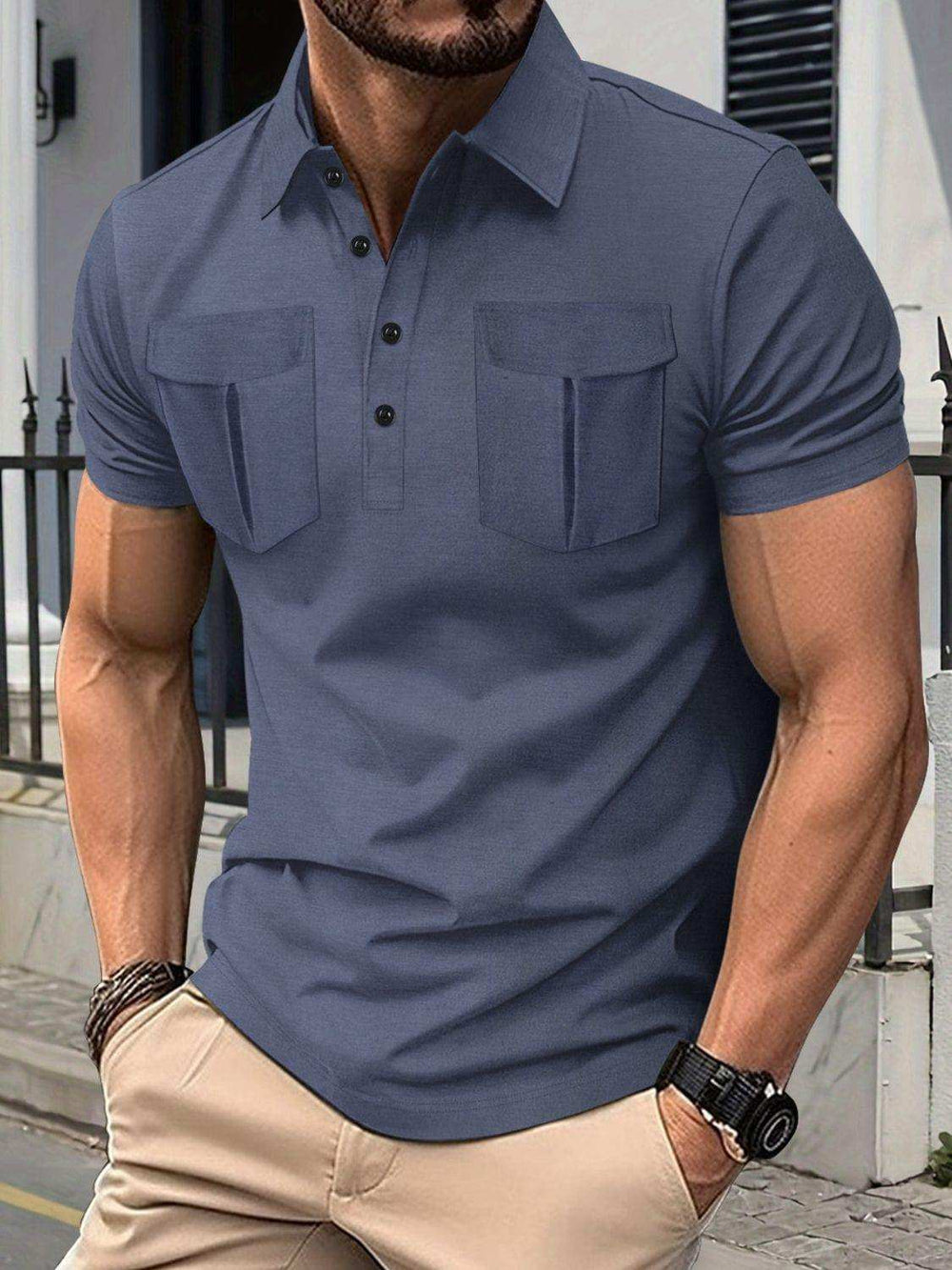 Men's Full Size Collared Short Sleeve Polo Plus Size - Trendsi - Flyclothing LLC