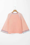 Waffle-Knit Round Neck Long Sleeve Top - Trendsi - Flyclothing LLC