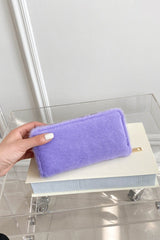 Solid Color Fluff Rectangle Wallet - Trendsi