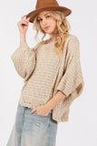 SAGE + FIG Distressed Asymmetrical Open Stitch Sweater - Trendsi