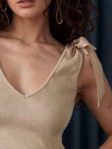 V-Neck Tie Shoulder Tank - Trendsi - Flyclothing LLC