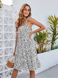Printed Square Neck Tie Shoulder Dress - Trendsi - Flyclothing LLC