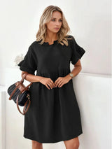 Round Neck Short Sleeve Mini Dress - Trendsi - Flyclothing LLC
