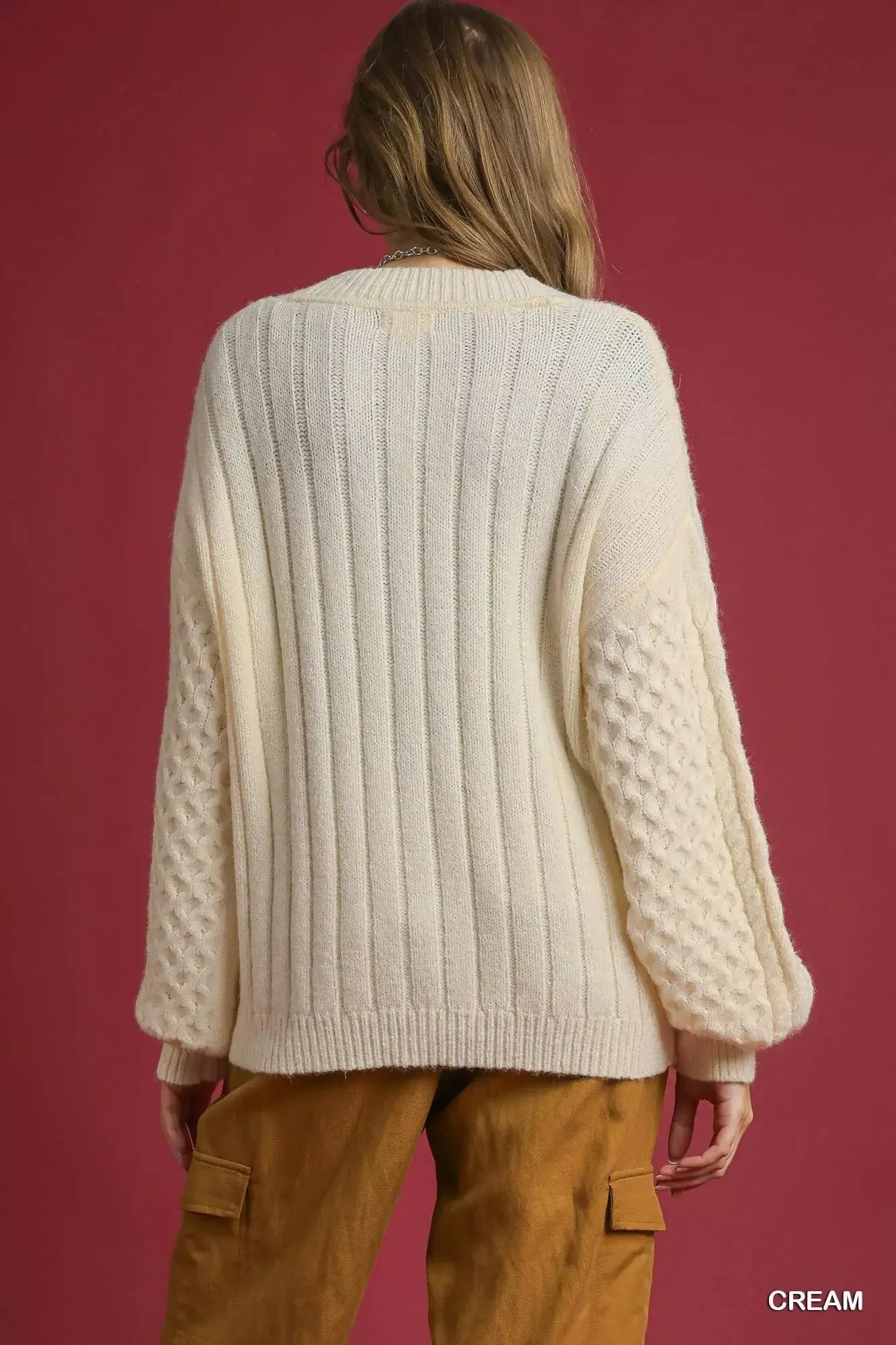 Umgee Cable Knit Pearl Button Cardigan - Trendsi - Flyclothing LLC