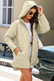 Snap Down Long Sleeve Quilted Winter Coat - Trendsi - Flyclothing LLC