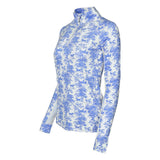 Dapplebay Equestrian Toile 1/4 Zip Light Riding Top - Long Sleeve-Blue/White - Breeches.com - Flyclothing LLC