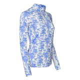 Dapplebay Equestrian Toile 1/4 Zip Light Riding Top - Long Sleeve-Blue/White - Breeches.com - Flyclothing LLC