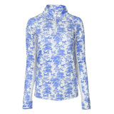 Dapplebay Equestrian Toile 1/4 Zip Light Riding Top - Long Sleeve-Blue/White - Breeches.com - Flyclothing LLC