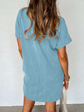 Round Neck Short Sleeve Mini Dress - Trendsi - Flyclothing LLC