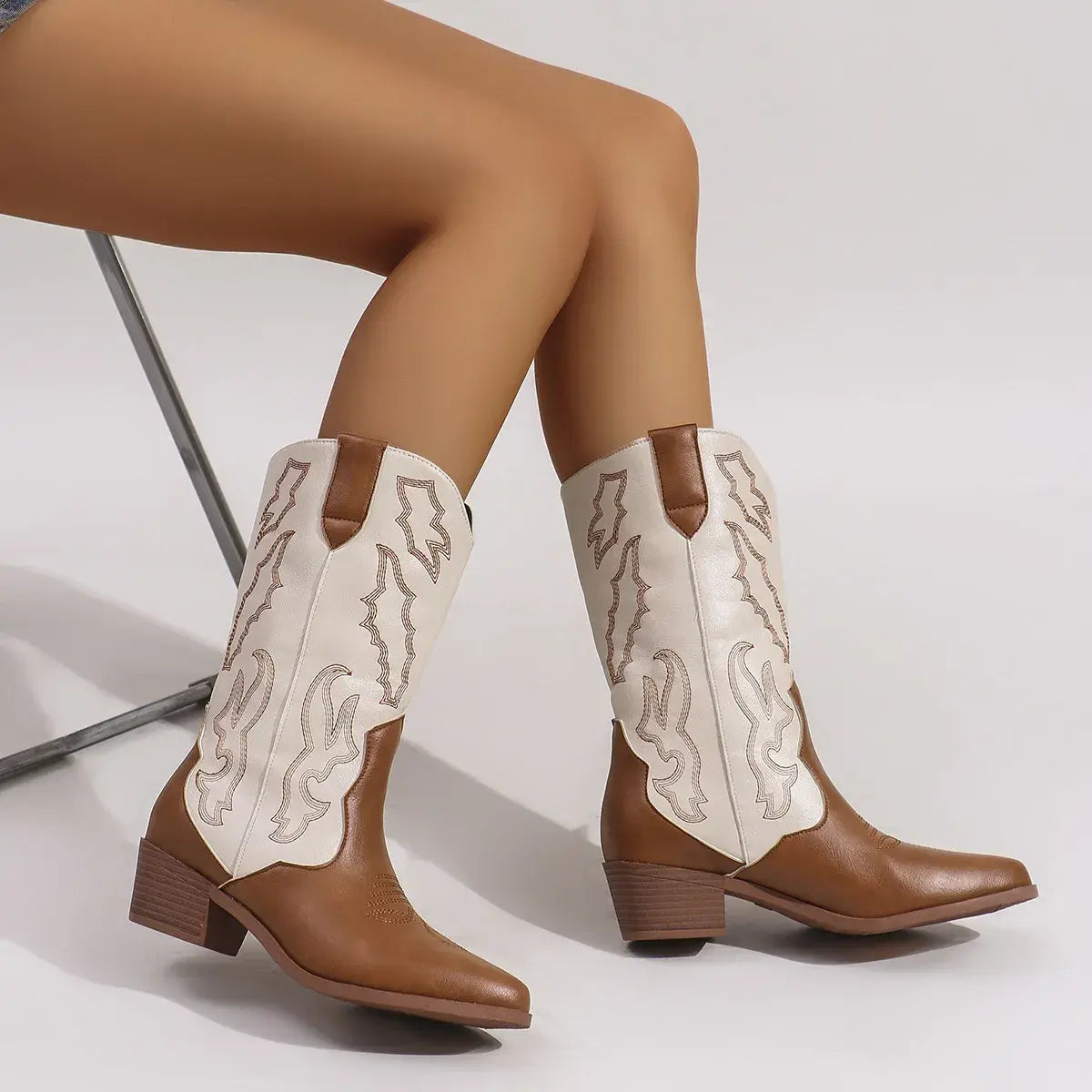 Point Toe Block Heels Boots - Trendsi - Flyclothing LLC