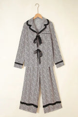 Leopard Print Bow Knot Patchwork Long Sleeve Lounge Set - Trendsi - Flyclothing LLC