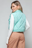 Snobbish Snap Down Quilted Crop Vest - Trendsi