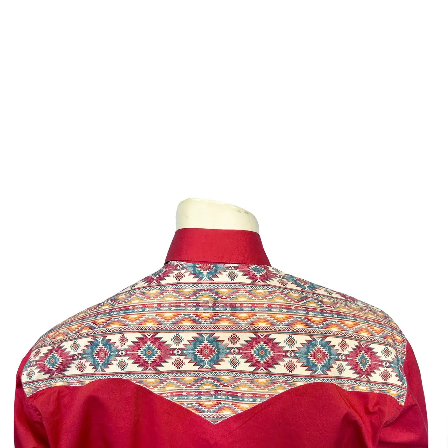 Men's Vintage 2-Tone Red & Native Pattern Embroidered Western Shirt - Rockmount Ranch Wear - Flyclothing LLC