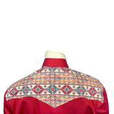 Men's Vintage 2-Tone Red & Native Pattern Embroidered Western Shirt - Rockmount Ranch Wear - Flyclothing LLC