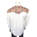 Rockmount Ranch Wear Men's Vintage 2-Tone White & Native Pattern Embroidered Western Shirt - Rockmount Clothing - Flyclothing LLC