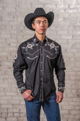 Rockmount Ranch Wear Menâ€™s Vintage Black Floral Embroidered Western Shirt - Rockmount Clothing - Flyclothing LLC