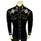 Rockmount Ranch Ware Menâs Vintage Black Floral Embroidered Western Shirt - Rockmount Clothing - Flyclothing LLC