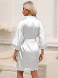 Tied Lace Detail Three-Quarter Sleeve Lounge Nightgown - Trendsi - Flyclothing LLC