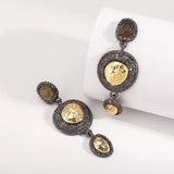 Vintage-Inspired Dangle Earrings with Gold Accents - Trendsi - Flyclothing LLC