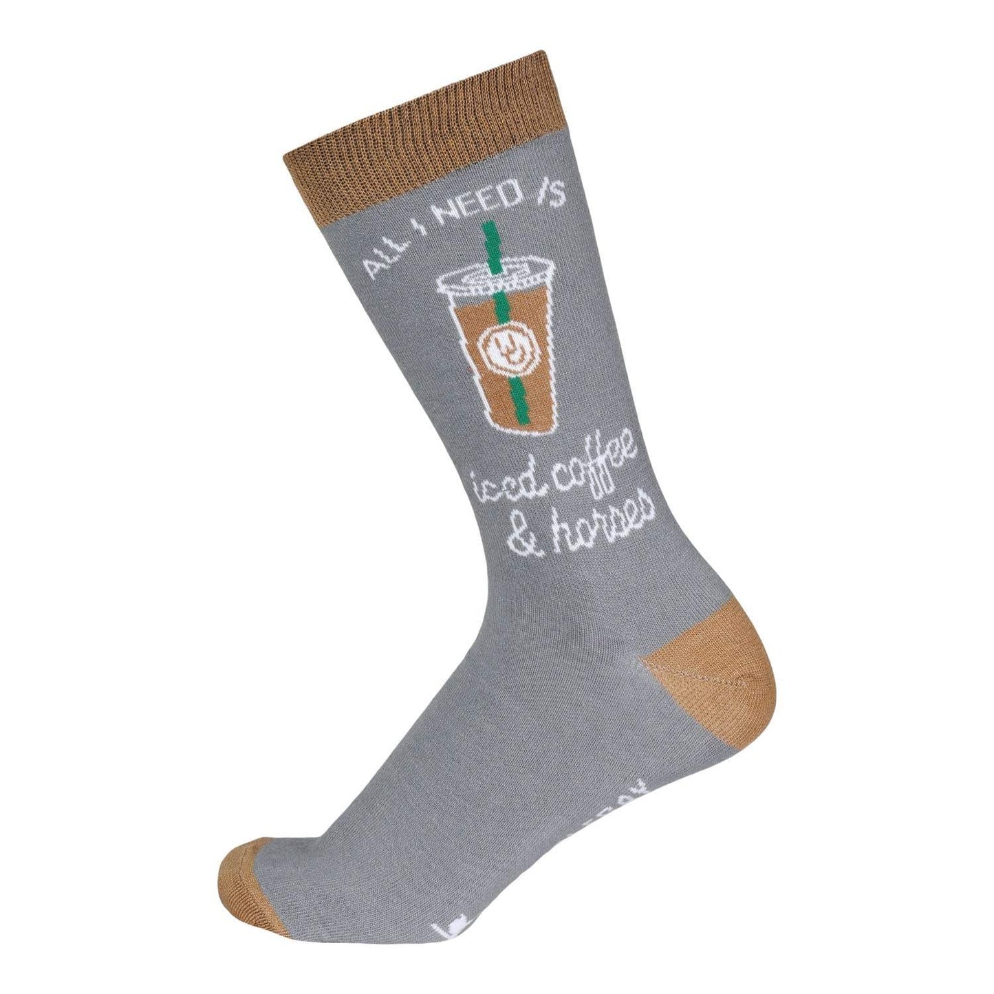 Dapplebay Knit Crew Socks-Iced Coffee & Horses - Breeches.com - Flyclothing LLC