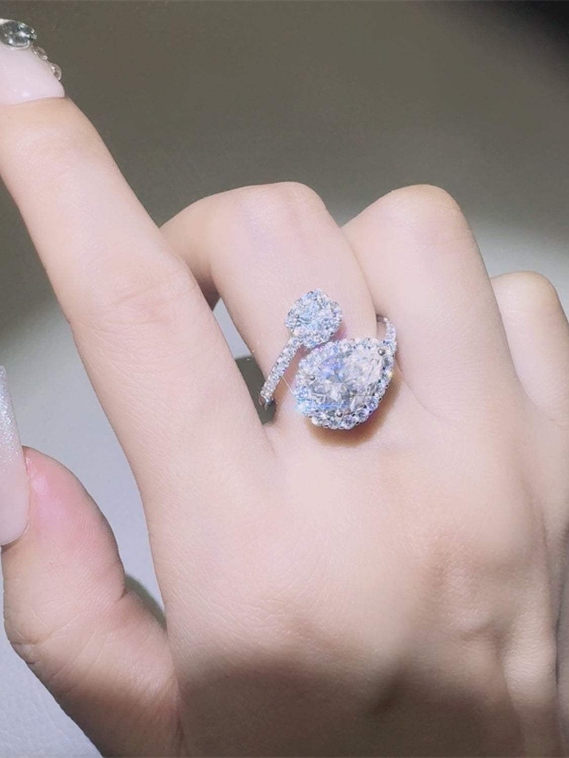 2 Carat Moissanite 925 Sterling Silver Bypass Ring - Trendsi - Flyclothing LLC