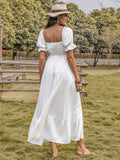 Square Neck Flounce Sleeve Midi Dress - Trendsi