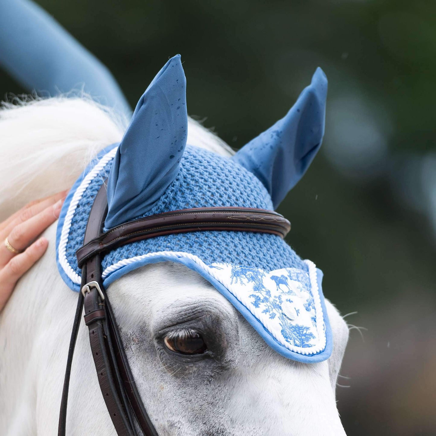 Dapplebay Equestrian Toile Fly Veil-Blue/White - Breeches.com - Flyclothing LLC