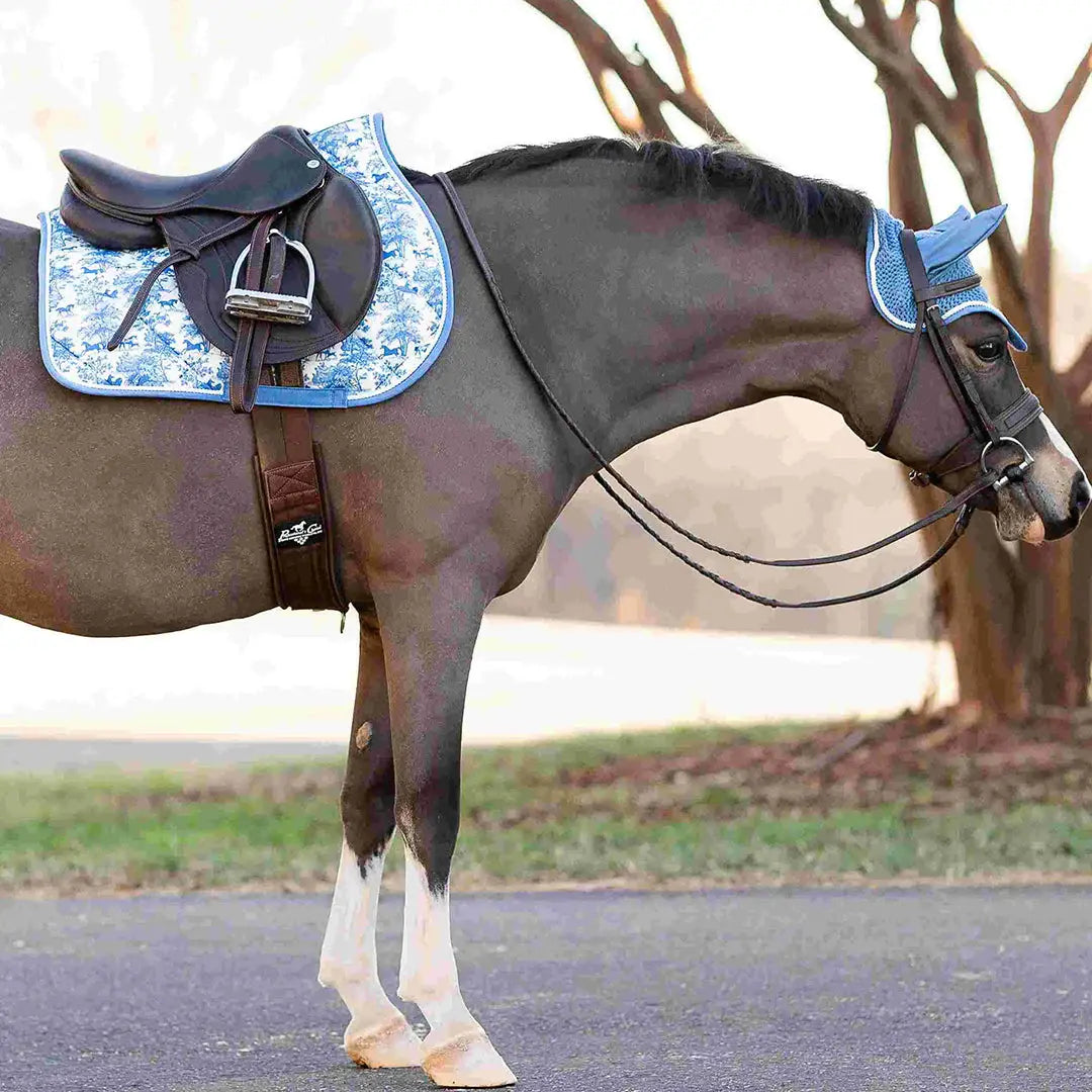 Dapplebay Equestrian Toile Fly Veil-Blue/White - Breeches.com - Flyclothing LLC