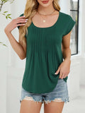 Pleated Front Scoop Neck T-Shirt - Trendsi - Flyclothing LLC
