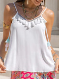 Tassel V-Neck Spaghetti Strap Cami - Trendsi - Flyclothing LLC
