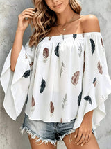 Printed Off Shoulder Blouse - Trendsi - Flyclothing LLC