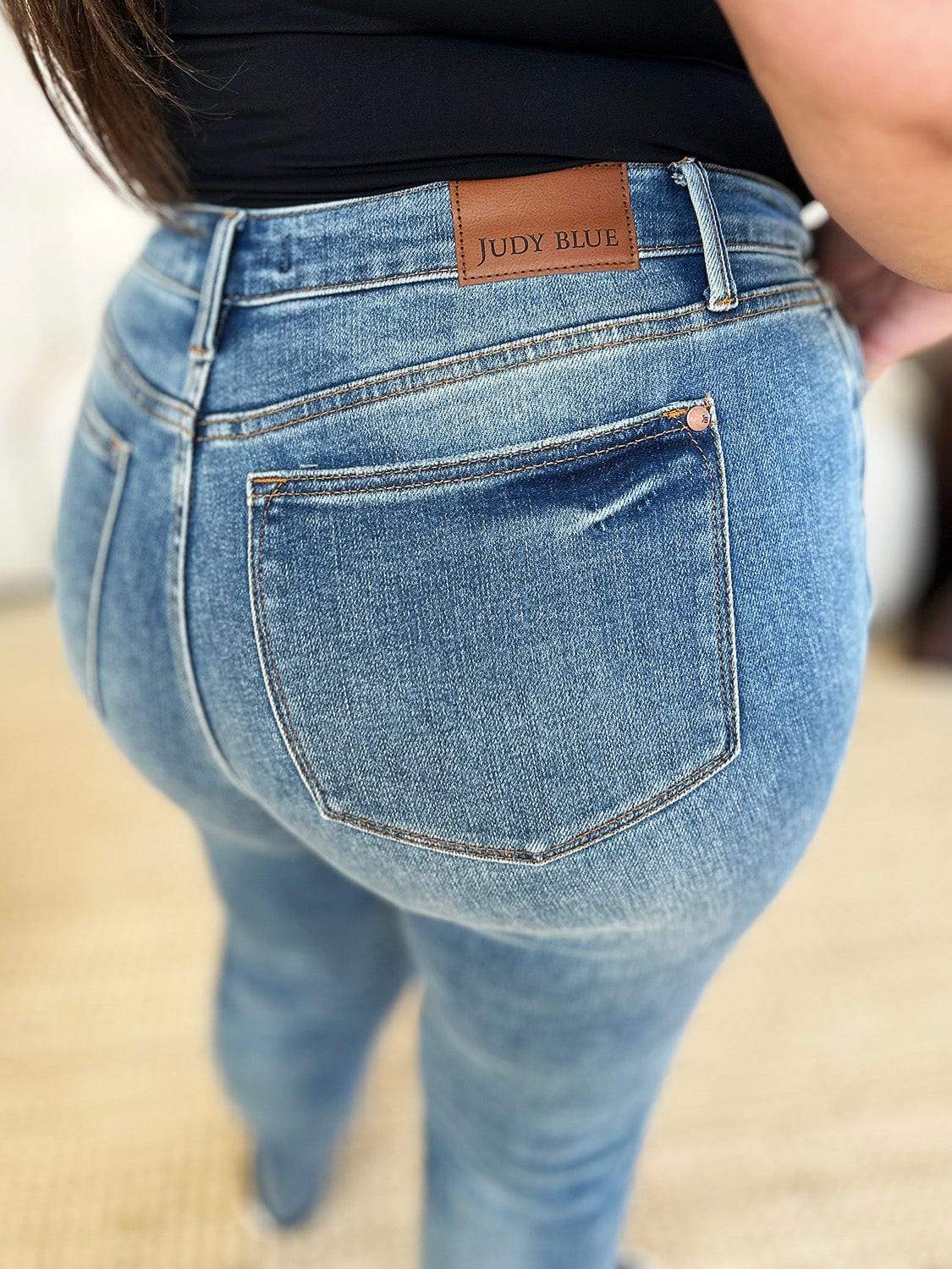 Judy Blue Full Size Mid Rise Rigid Magic Release Hem Jeans - Trendsi - Flyclothing LLC