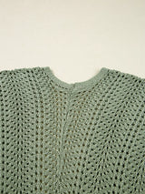 Scalloped Edge Eyelet Knit Batwing Sleeve Cardigan - Trendsi - Flyclothing LLC