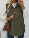 Button Up Collared Neck Vest Coat - Trendsi - Flyclothing LLC