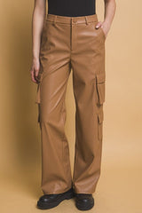 Love Tree PU Leather Cargo Pants - Trendsi