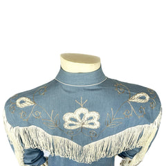 Rockmont Clothing Men's Vintage Fringe Denim Embroidered Western Shirt - Rockmount Clothing