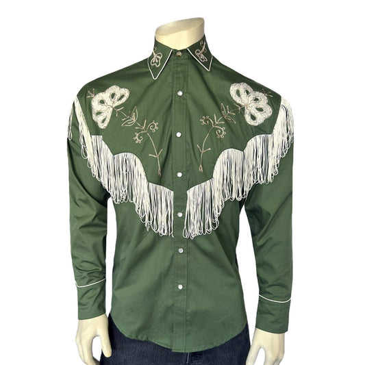 Rockmount Ranch Ware Men's Vintage Green Fringe Embroidered Western Shirt - Rockmount Clothing - Flyclothing LLC