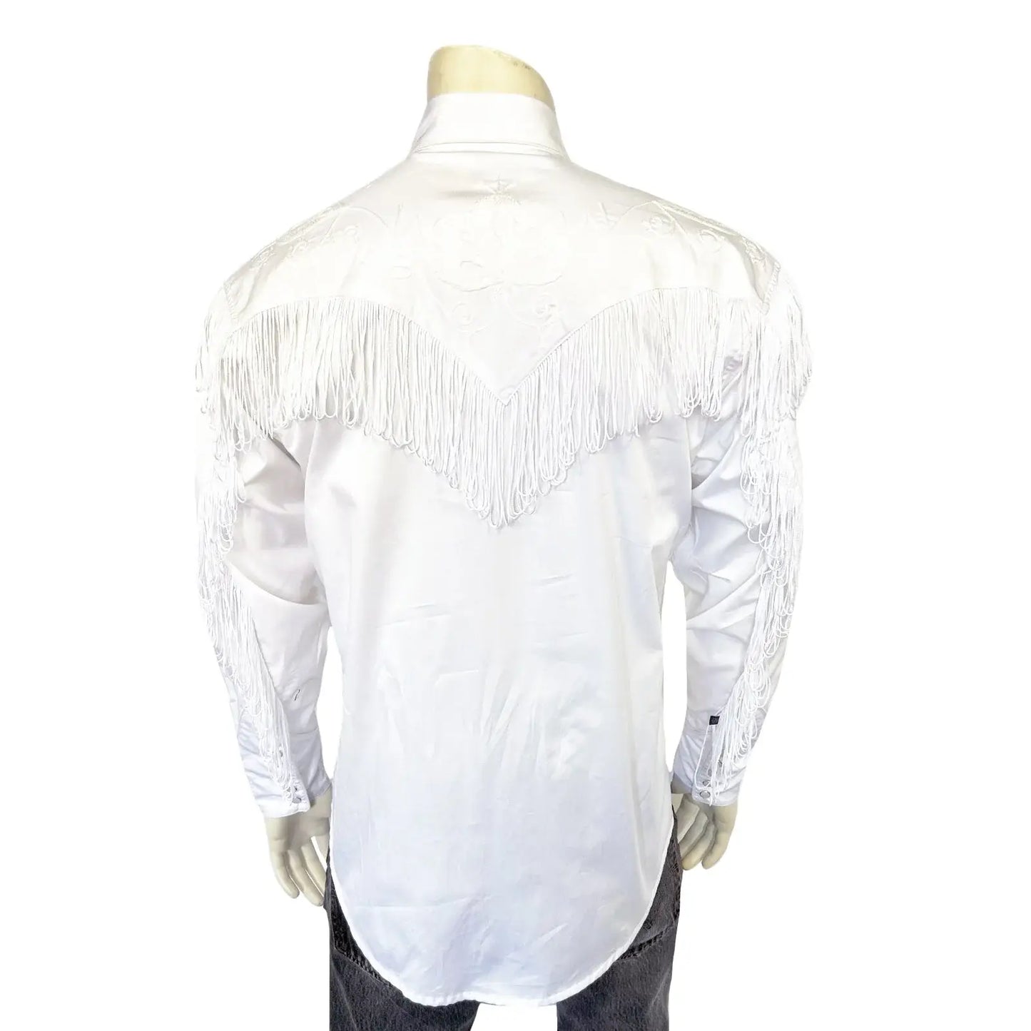 Men's Vintage White Fringe Embroidered Western Shirt - Rockmount Ranch Wear - Flyclothing LLC