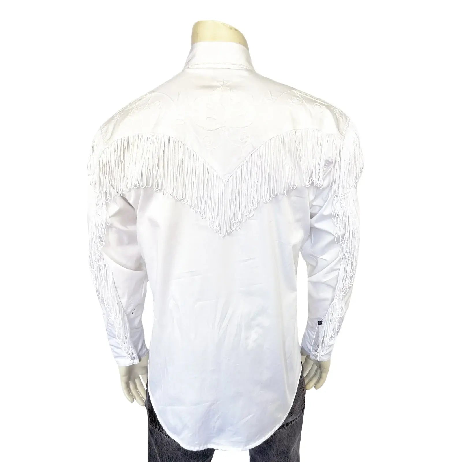 Men's Vintage White Fringe Embroidered Western Shirt - Rockmount Ranch Wear - Flyclothing LLC