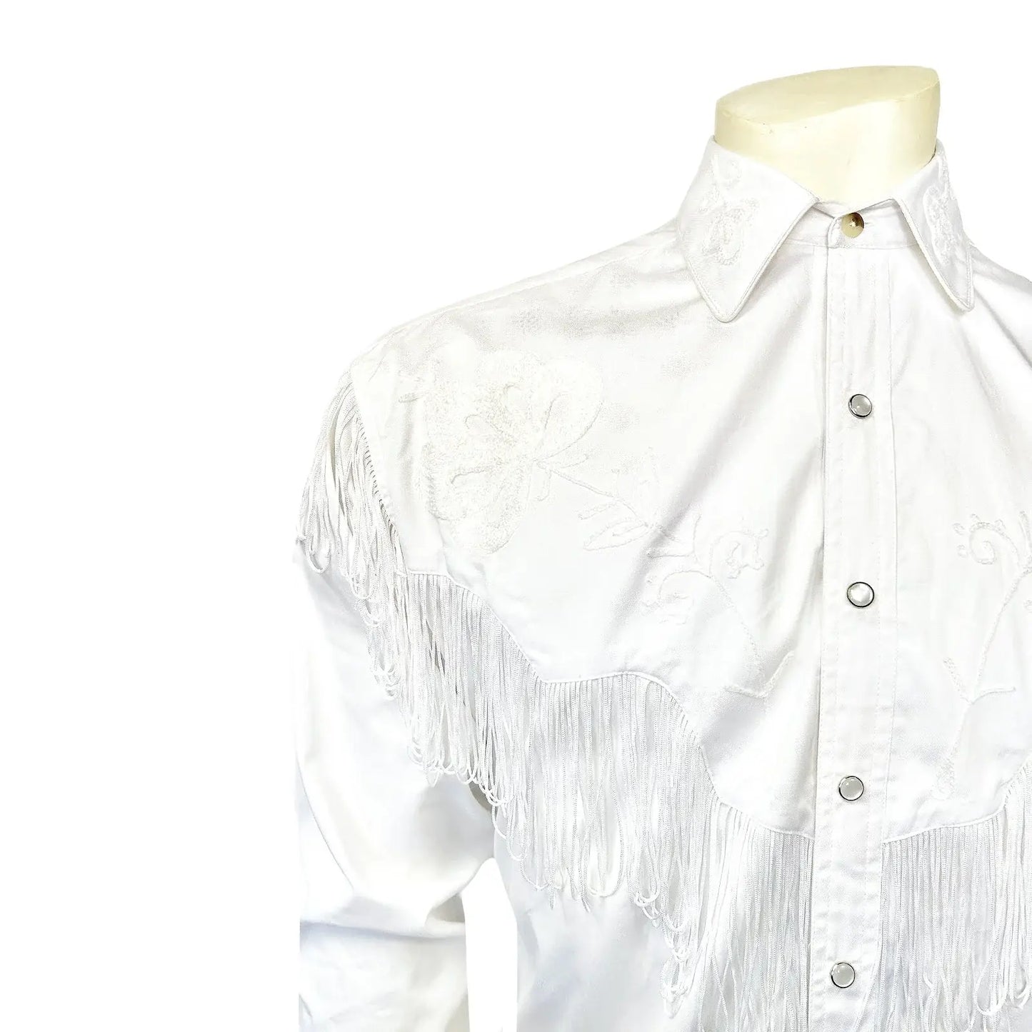 Men's Vintage White Fringe Embroidered Western Shirt - Rockmount Ranch Wear - Flyclothing LLC